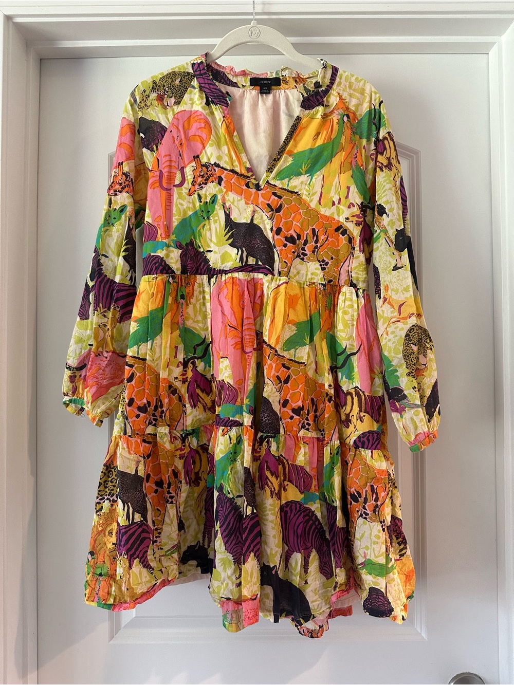 J.Crew Tiered Popover Dress in Ratti Safari Print